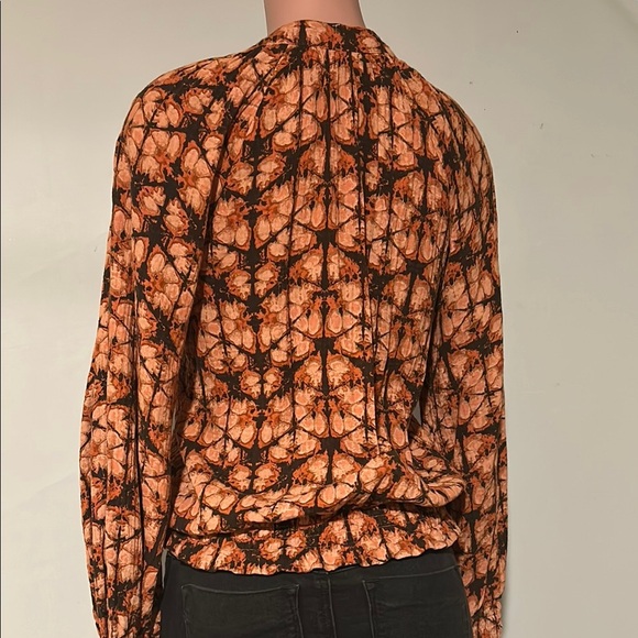 Anthropologie Porridge cotton long sleeve tie neck elastic waist shirt top Sz S - Picture 7 of 10